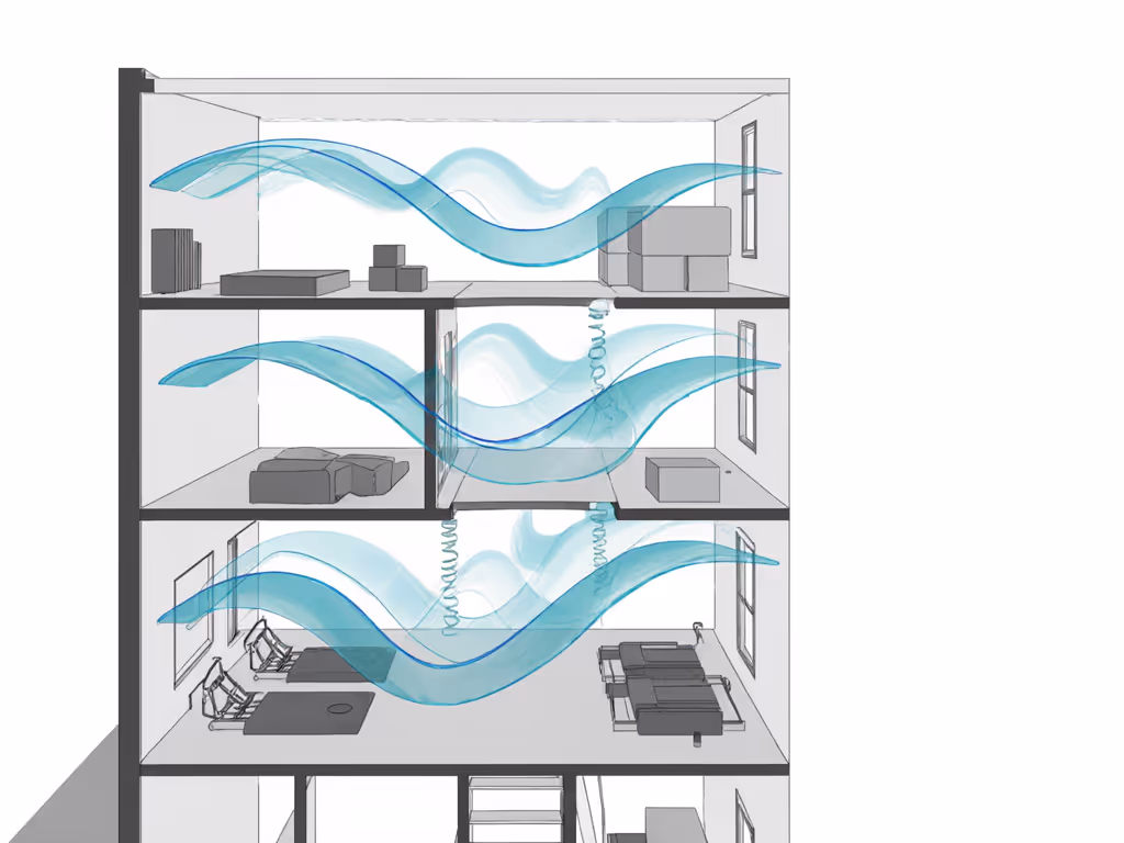 visualization_of_sound_waves_traveling_through_apartment_floors_showing_vibration_reduction_techniques